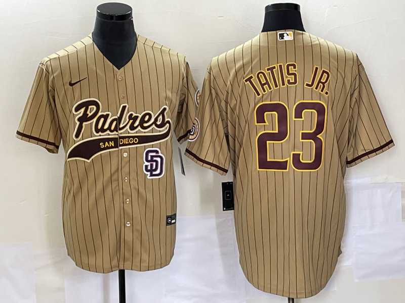 Men%27s San Diego Padres #23 Fernando Tatis Jr Tan NEW 2023 Cool Base Stitched Jersey->san diego padres->MLB Jersey
